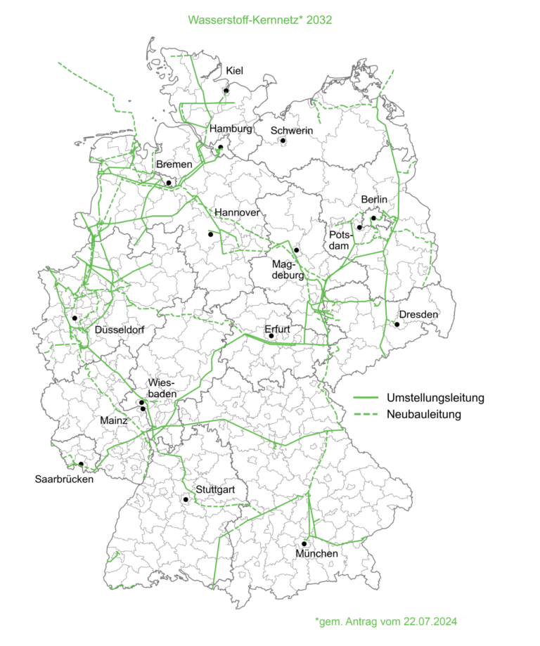 Karte des Wasserstoff-Kernnetzes
